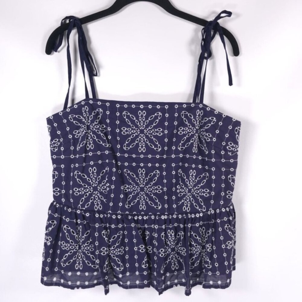 NWT MILLY Enzo Floral Tile Eyelet Peplum Top 72ET21 Size MEDIUM - Picture 7 of 15